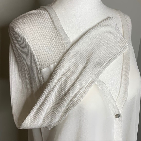 Neiman Marcus White Chiffon Sweater Tunic Medium - Picture 3 of 7